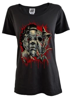 DARKSIDE CLOTHING Faces Of Horror | FITTED T-SHIRT