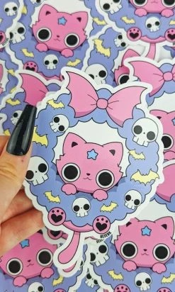 BESERK CLOTHING Meowy Catmas [Pink] | VINYL STICKER