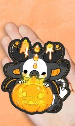 BRIGHT BAT DESIGNS Flicker The Jackolantern Dragon | STICKER