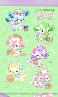 BRIGHT BAT DESIGNS Garden Cows | STICKER SHEETS