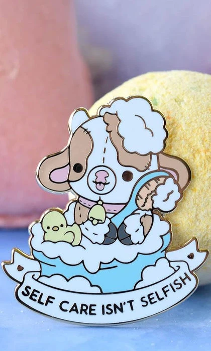 BRIGHT BAT DESIGNS Self Care Isn't Selfish Cow | ENAMEL PIN 3 BRIGHT BAT DESIGNS Self Care Isn't Selfish Cow | ENAMEL PIN