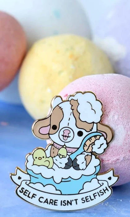 BRIGHT BAT DESIGNS Self Care Isn't Selfish Cow | ENAMEL PIN 6 BRIGHT BAT DESIGNS Self Care Isn't Selfish Cow | ENAMEL PIN - Image 4