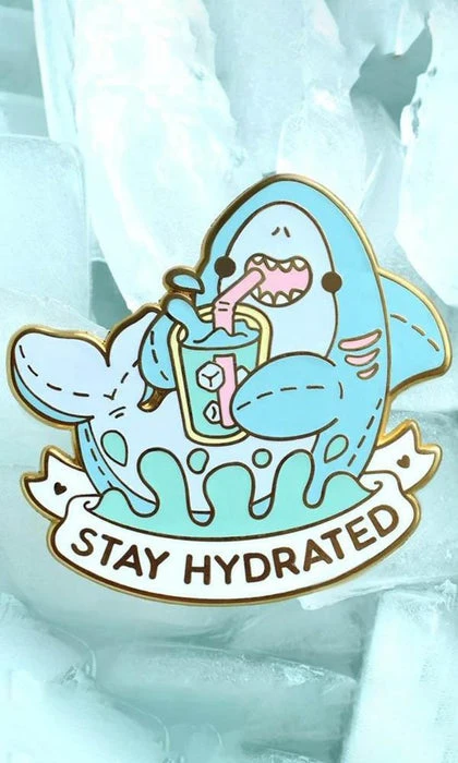 BRIGHT BAT DESIGNS Stay Hydrated Shark | ENAMEL PIN 4 BRIGHT BAT DESIGNS Stay Hydrated Shark | ENAMEL PIN - Image 2