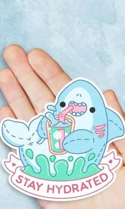 BRIGHT BAT DESIGNS Stay Hydrated Shark | STICKER