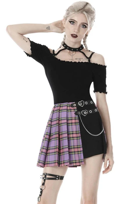 DARK IN LOVE Purple Checked | PLEATED SKIRT 12 DARK IN LOVE Purple Checked | PLEATED SKIRT - Image 10