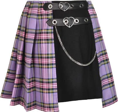 DARK IN LOVE Purple Checked | PLEATED SKIRT 5 DARK IN LOVE Purple Checked | PLEATED SKIRT - Image 3