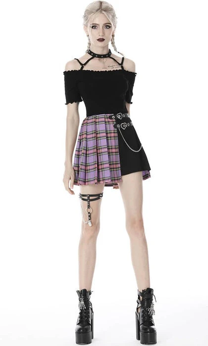 DARK IN LOVE Purple Checked | PLEATED SKIRT 11 DARK IN LOVE Purple Checked | PLEATED SKIRT - Image 9