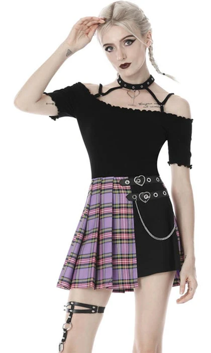 DARK IN LOVE Purple Checked | PLEATED SKIRT 4 DARK IN LOVE Purple Checked | PLEATED SKIRT - Image 2