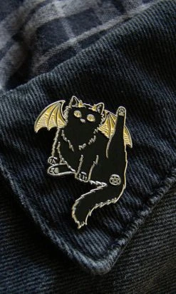 ECTOGASM Pentacle Butthole Black Cat | ENAMEL PIN