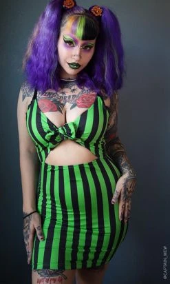 FOREST INK Beetle [Lime Green] | FRONT TIE DRESS