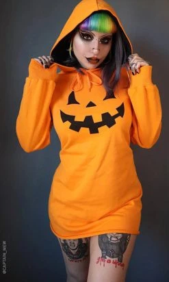 FOREST INK Haunted Hallows | HOODIE DRESS* -Restyle Sales Shop forest ink jack o lantern hoodie dress 7 3ecf0727 76c2 4be4 a829 8f0f9794ebfa 700x700