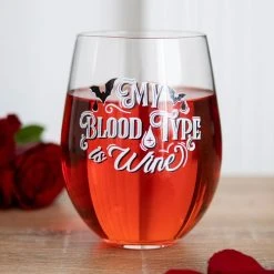 GOTHIC GIFTS My Blood Type Is Wine | STEMLESS WINE GLASS -Restyle Sales Shop gothic gifts my blood type is wine stemless wine glass 4 e67b8330 0a61 43a5 8061 8ce3b8b178a4 700x700