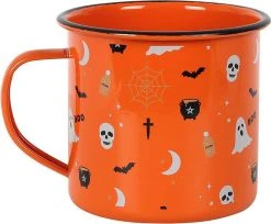 GOTHIC GIFTS Orange Halloween Print | ENAMEL MUG