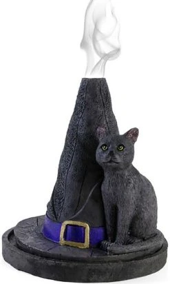 GOTHIC GIFTS Witch Hat With Cat | INCENSE CONE HOLDER*