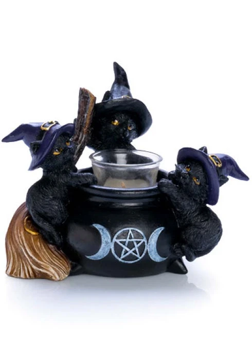 HOMEWARES Black Cat Cauldron | TEA LIGHT HOLDER 3 HOMEWARES Black Cat Cauldron | TEA LIGHT HOLDER