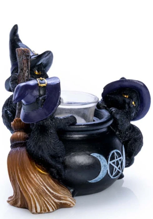 HOMEWARES Black Cat Cauldron | TEA LIGHT HOLDER 4 HOMEWARES Black Cat Cauldron | TEA LIGHT HOLDER - Image 2