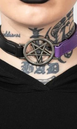 KILLSTAR Penta Half [Black/Purple] | CHOKER -Restyle Sales Shop killstar penta half black purple choker 3 700x700