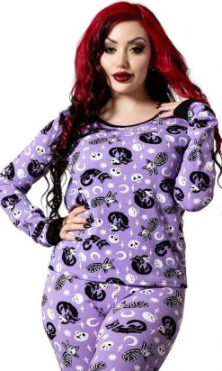 KILLSTAR Purr Off [Plum] | LONG SLEEVE TOP**