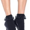 LEG AVENUE Diem Lace Ruffle [Black] | ANKLET SOCKS