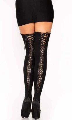 LEG AVENUE Phoebe Lace Up | THIGH HIGHS