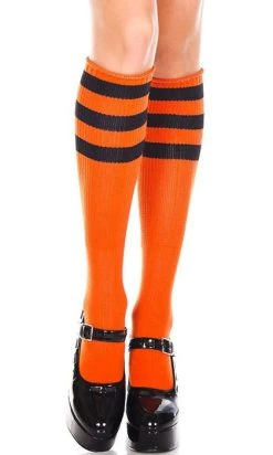 MUSIC LEGS Triple Stripe [Orange/Black] | KNEE HIGH SOCKS