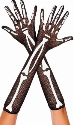 MUSIC LEGS Skeleton Fishnet [Black/White] | OVER THE ELBOW GLOVES^