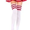MUSIC LEGS Athletic Striped [White/Red] | THIGH HIGHS