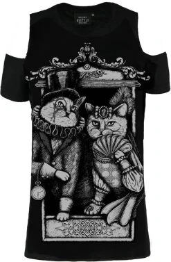 RESTYLE Cat Couple | COLD SHOULDER T-SHIRT