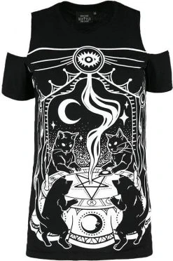 RESTYLE Cat Sabbath | COLD SHOULDER T-SHIRT