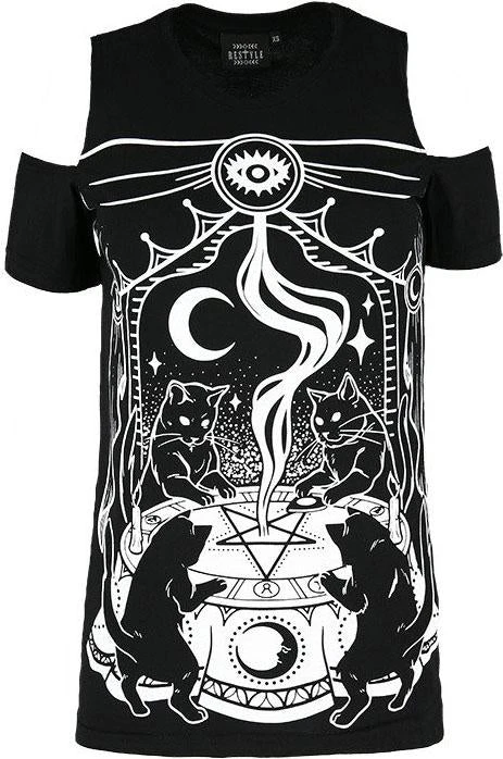 RESTYLE Cat Sabbath | COLD SHOULDER T-SHIRT 3 RESTYLE Cat Sabbath | COLD SHOULDER T-SHIRT