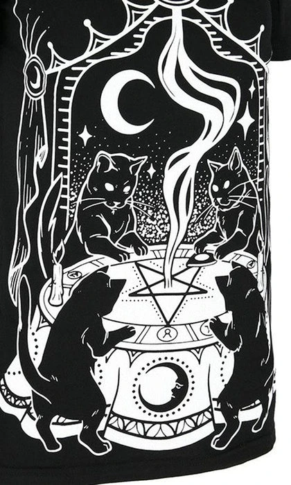 RESTYLE Cat Sabbath | COLD SHOULDER T-SHIRT 4 RESTYLE Cat Sabbath | COLD SHOULDER T-SHIRT - Image 2