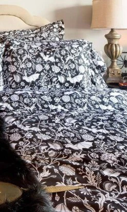 SIN IN LINEN Elysian Fields [Black] | KING DUVET COVER