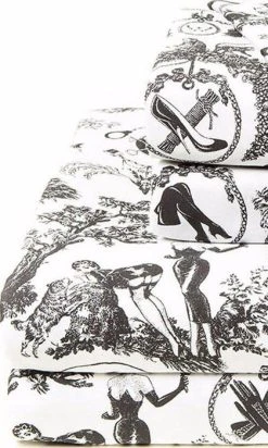 SIN IN LINEN Fetish Al Fresco Toile | QUEEN SHEET SET