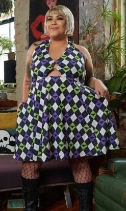 SOURPUSS Bat Argyle Peekaboo | HALTER DRESS* -Restyle Sales Shop sourpuss bat argyle peekaboo halter dress 2 73851378 45be 4251 a986 78bd21d52f04 700x700