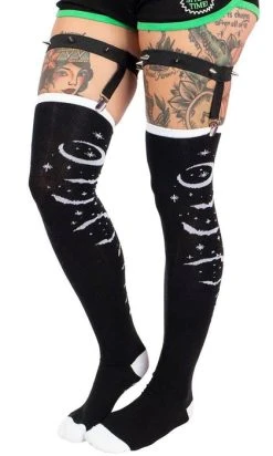 TOO FAST APPAREL Bats And Stars | THIGH HIGH GARTER SOCKS