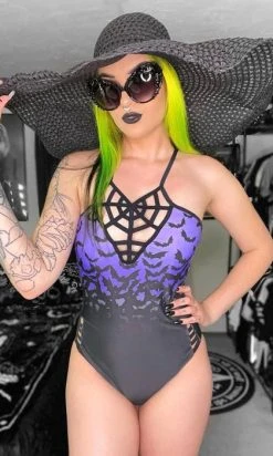 TOO FAST APPAREL Bats Fly At Dawn | ONE PIECE SWIMSUIT -Restyle Sales Shop too fast apparel bats fly at dawn purple sky web caged one piece swimsuit 8 ec6cade3 153f 4888 832b 875c657d953e 700x700