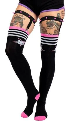 TOO FAST APPAREL Hello Satan Kitty | THIGH HIGH GARTER SOCKS -Restyle Sales Shop too fast apparel hello satan kitty thigh high garter socks 4 70dd166a 257c 4717 8daa d26699c1b8d3 700x700