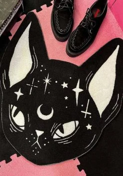 TOO FAST APPAREL Loll3 Black | CAT SHAPED ACCENT RUG