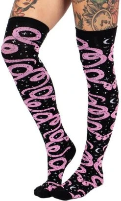 TOO FAST APPAREL Mystical Pink Snake | THIGH HIGH SOCKS