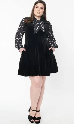 UNIQUE VINTAGE Bat [Black] | VELVET DRESS*