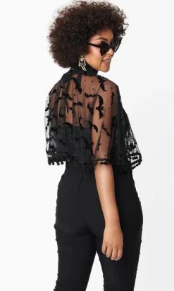 UNIQUE VINTAGE Bats & Stars | MESH CAPELET -Restyle Sales Shop unique vintage black bats stars mesh capelet 2 0e4da9d9 2533 4aea bcde 0668422fb75e 700x700