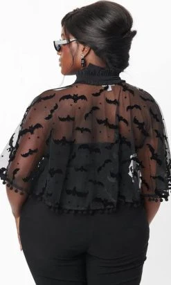 UNIQUE VINTAGE Bats & Stars | MESH CAPELET -Restyle Sales Shop unique vintage black bats stars mesh capelet 5 23797bde d7d7 4821 84d7 4f3148b9120c 700x700