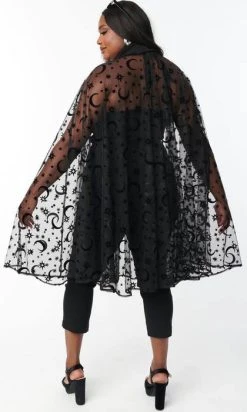 UNIQUE VINTAGE Moon & Stars | MESH CAPE -Restyle Sales Shop unique vintage black moon stars mesh cape 5 e489ba2c d79e 4932 9ac5 64672352bfb2 700x700