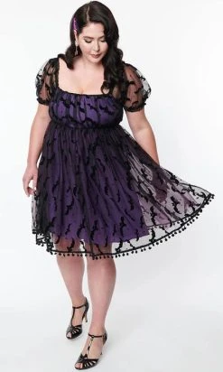 UNIQUE VINTAGE Bat Mesh [Purple] | BABYDOLL DRESS -Restyle Sales Shop unique vintage purple bat mesh babydoll dress 10 ca1d473e f07e 45d0 ad7f 9cbcc02ece0b 700x700