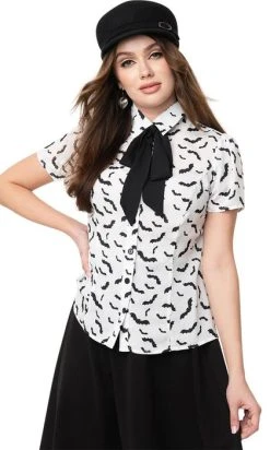 UNIQUE VINTAGE Bats [White/Black] | POWER PLAY TOP -Restyle Sales Shop unique vintage smak parlour white black bats power play top 1 cff38d1c 6cfe 47d1 bafa 18588d04f583 700x700