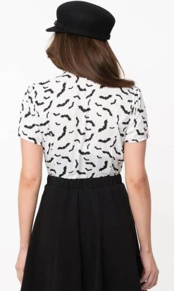 UNIQUE VINTAGE Bats [White/Black] | POWER PLAY TOP -Restyle Sales Shop unique vintage smak parlour white black bats power play top 2 deac3e0c 9d2c 4b12 8d6e a6311ce130d5 700x700