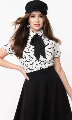 UNIQUE VINTAGE Bats [White/Black] | POWER PLAY TOP -Restyle Sales Shop unique vintage smak parlour white black bats power play top 5 f399cbf0 d66a 4efa a9d9 1f107d5dfa5f 700x700