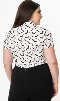 UNIQUE VINTAGE Bats [White/Black] | POWER PLAY TOP -Restyle Sales Shop unique vintage smak parlour white black bats power play top 7 a03b9f1c 1d77 48cf afc8 cf07a29de143 700x700