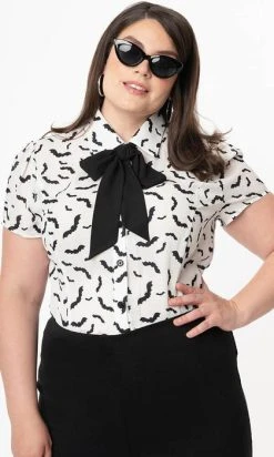 UNIQUE VINTAGE Bats [White/Black] | POWER PLAY TOP -Restyle Sales Shop unique vintage smak parlour white black bats power play top 9 15d134dd dfb2 451c 852f 9907f50cae04 700x700